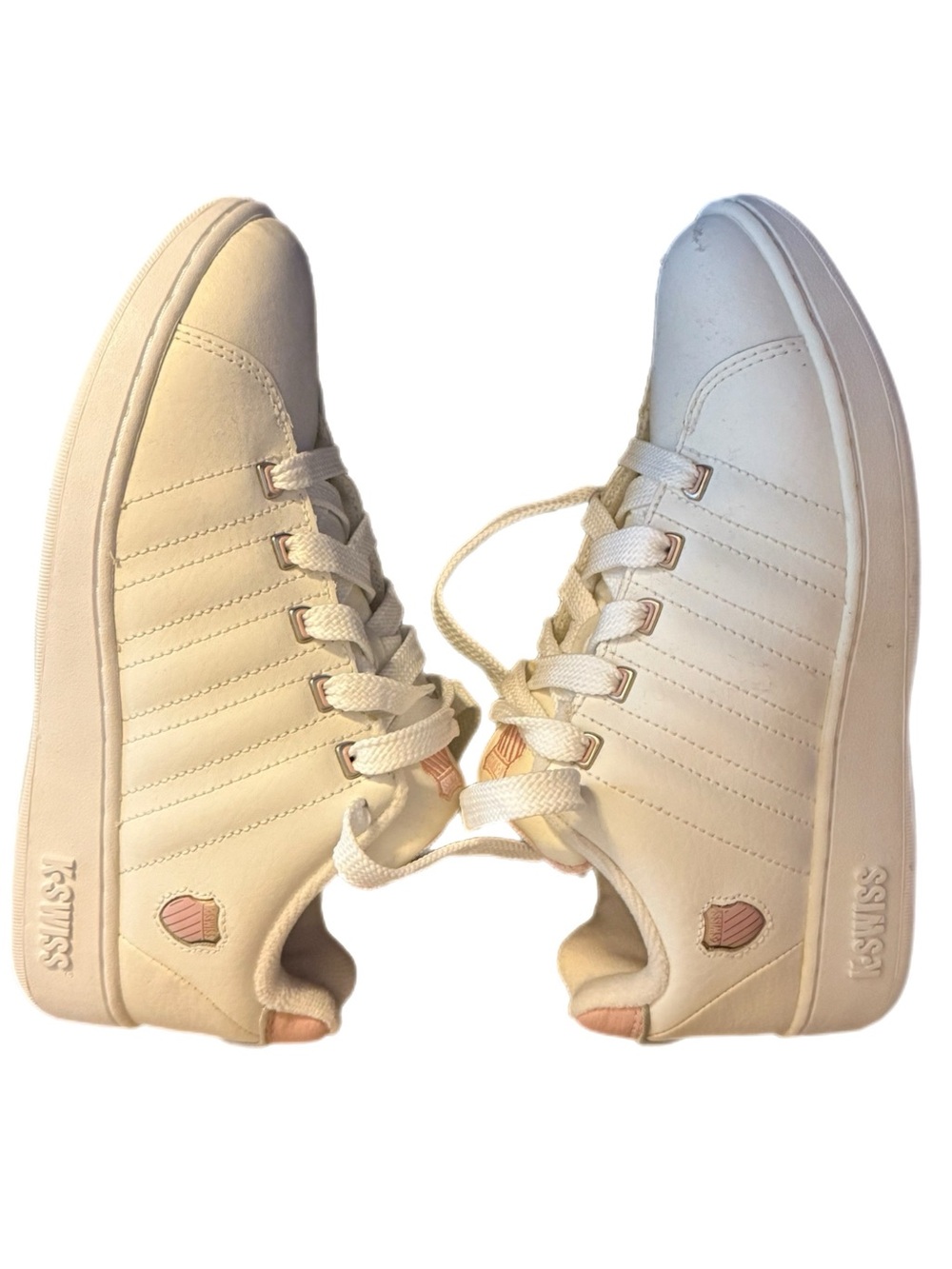 K-Swiss Classic White Athletic Sneakers w Light Pink Accent  in size 6 1/2 NIB - Picture 9 of 17
